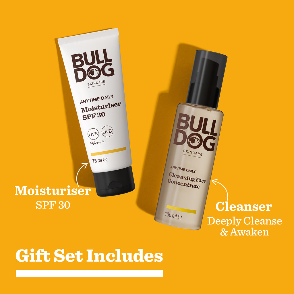 The Advanced Anytime Daily Duo—Anytime Daily Moisturiser SPF 30 (75ml) and Cleansing Face Concentrate (100ml)—is the perfect gift set for a daily skincare routine, featuring natural origin ingredients.